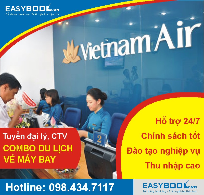 Tuyển đại lý vé máy bay, book phòng khách sạn thu nhập không giới hạn